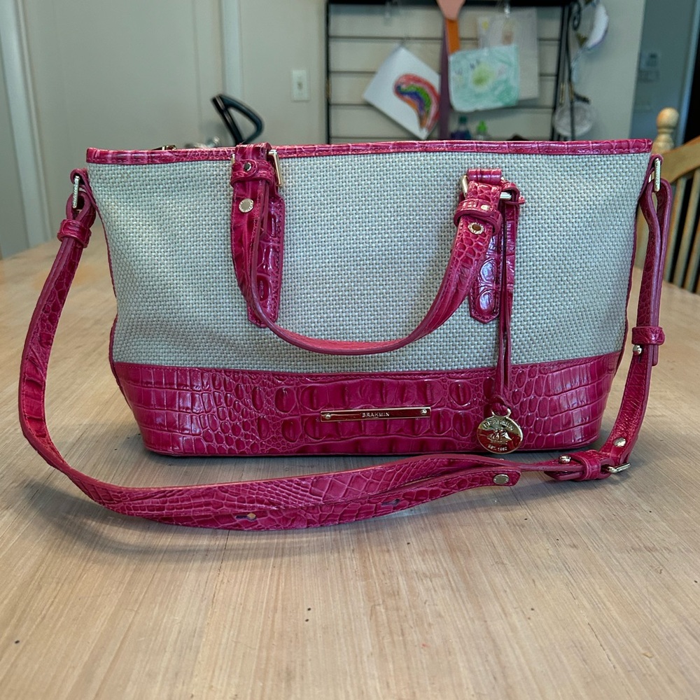 Summer Brahmin Bag with Pink Leather Details